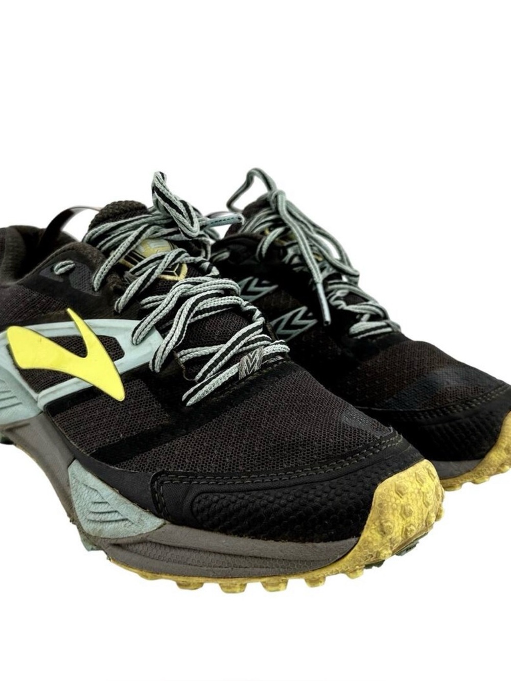 Brooks Cascadia 12 Running Shoes Lace Up Breathable Mesh Yellow Black 8